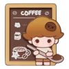 ポップビーンコーヒーファクトリー冷蔵庫マグネット「Dimoo 挽きたてハンドドリップ」